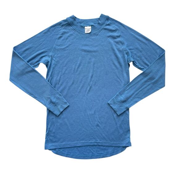 Polarn O. Pyret Blue Unisex Merino Wool Base Layer Shirt Size 10-12y - Picture 1 of 6